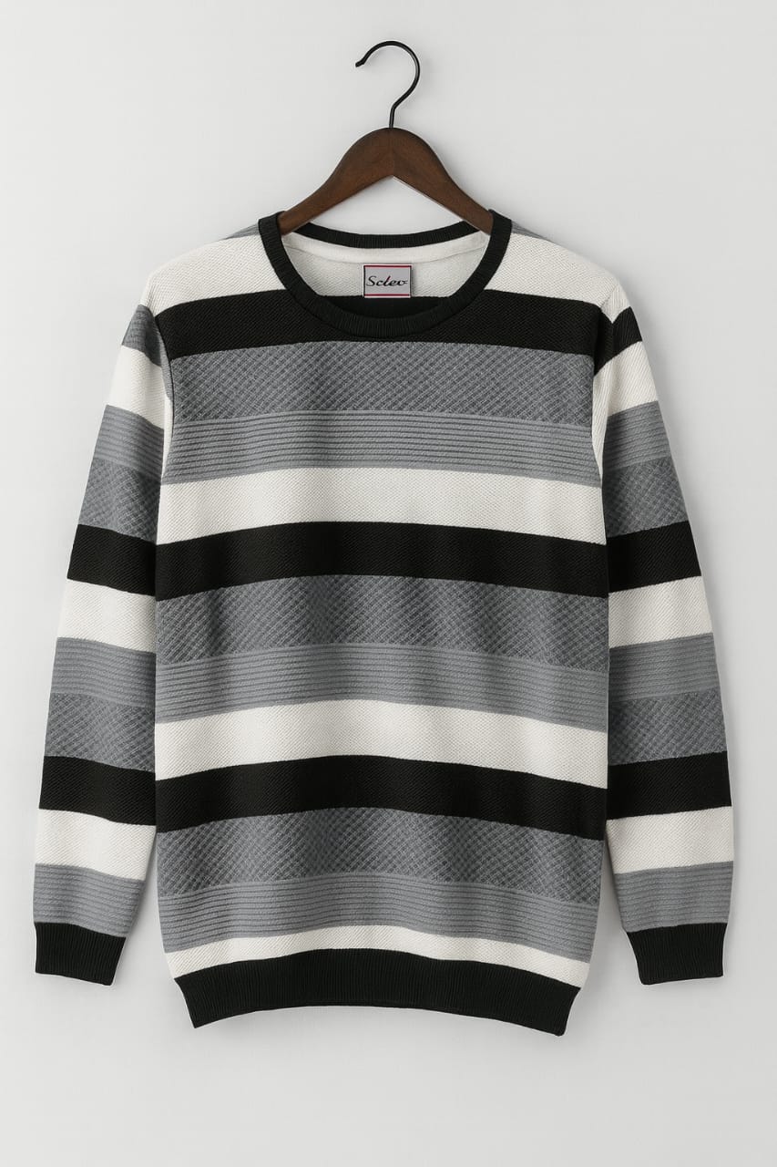 Stylish Striped Winter Wear T-Shirt for Men - Image 3