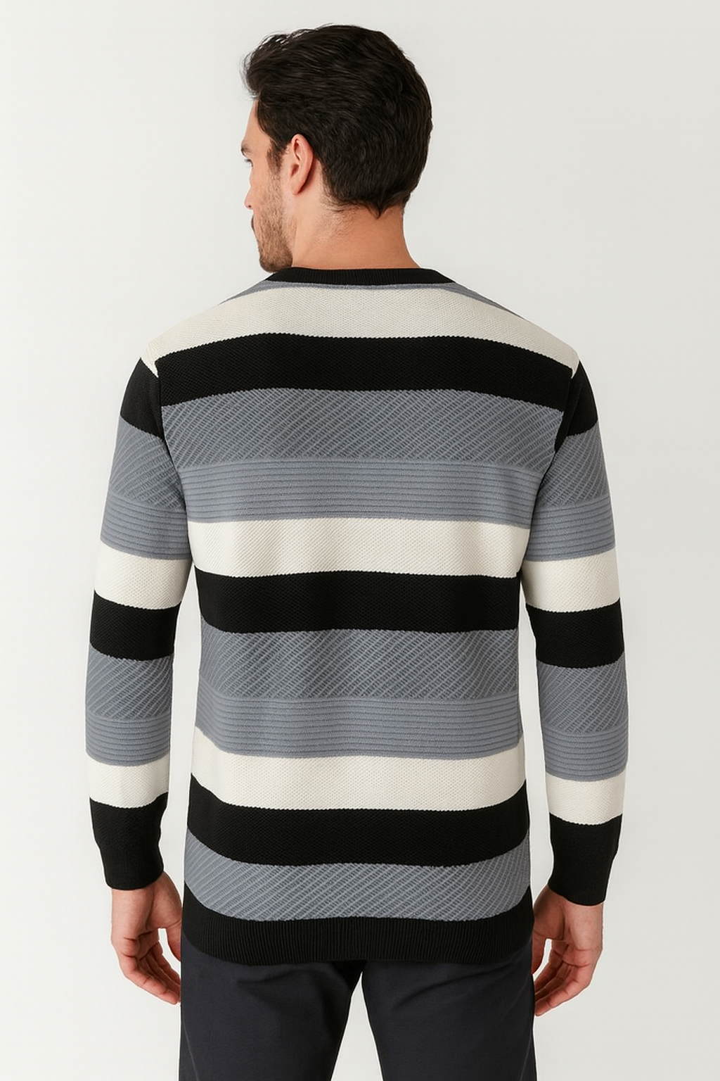 Stylish Striped Winter Wear T-Shirt for Men - Image 2